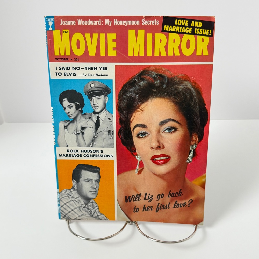 Vintage Movie Mirror Magazine October 1958 Liz Taylor Elvis Rock Hudson